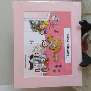 - 8x10 print toy playroom horse dog pink border ready to frame Tammy's Room